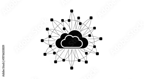 Cloud computing network system icon.