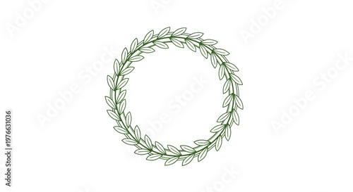 Green leaves circular floral decorative wreath.