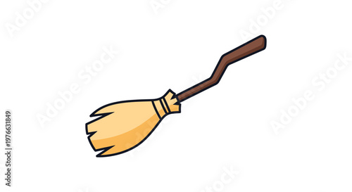 Cartoon illustration of a whimsical broomstick for magical flights and cleaning.