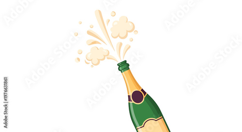 Champagne bottle erupting with bubbly liquid, celebrating a special occasion with joy.