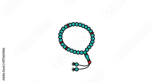 Close-up of a vibrant green prayer beads on a white background, spiritual symbol.