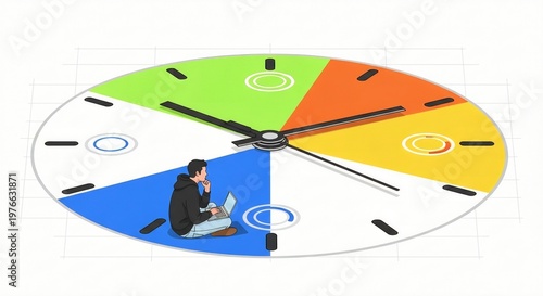 Modern Digital Life and Time Management Concept Vector Illustration