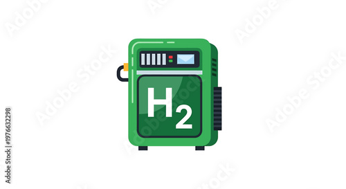 Hydrogen fuel station illustration - Green energy and sustainable transportation concept.