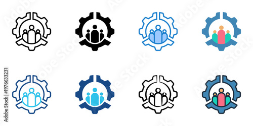 Organizational behavior icons set multiple style collection. Editable stroke 
