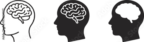 brain head silhouette progression icon set for infographic