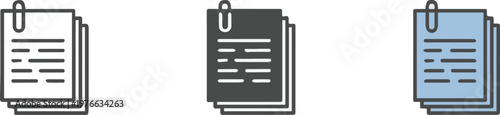 document file icon stack papers paperclip vector set