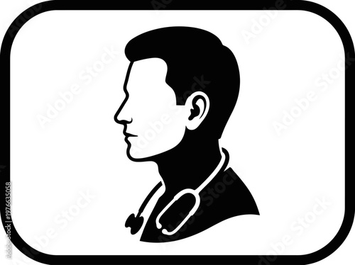 Silhouette of a medical professional with a stethoscope, representing healthcare and medical services