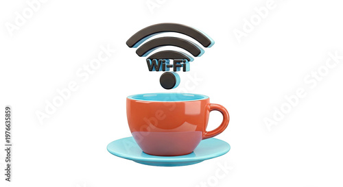 Coffee Cup with WiFi Symbol
