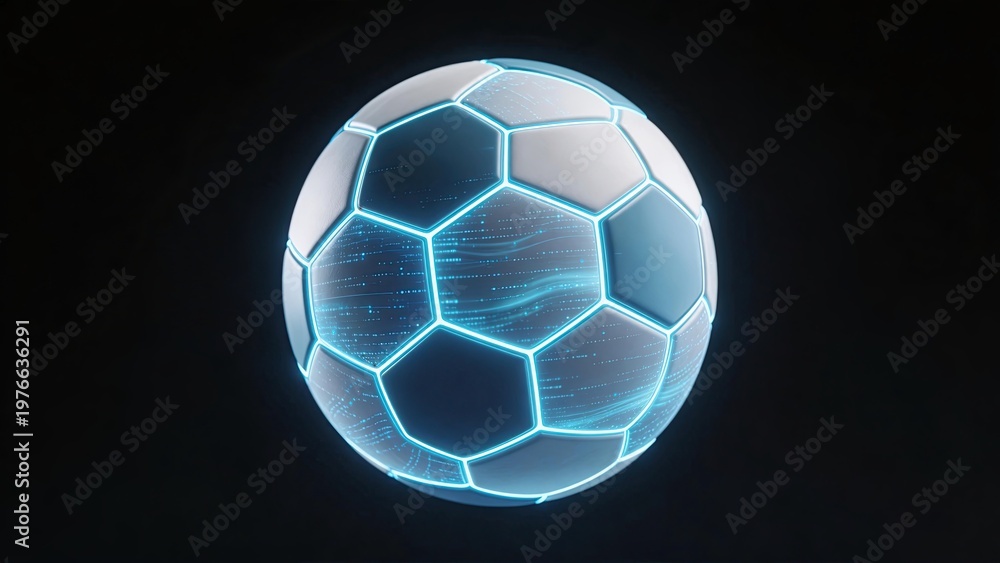 Fototapeta premium Glowing digital soccer ball