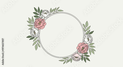 Floral Wreath with Pink Roses.