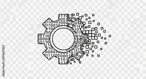 Binary code gear technology concept.