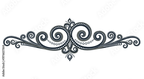Intricate ornate black decorative design element.