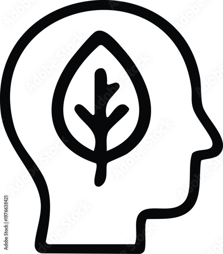 Peace of mind line icon for mental wellbeing and psychology