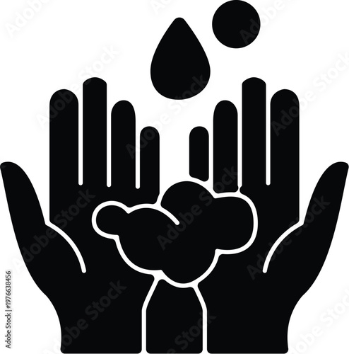 Wash hand filled icon for hygiene and germ prevention