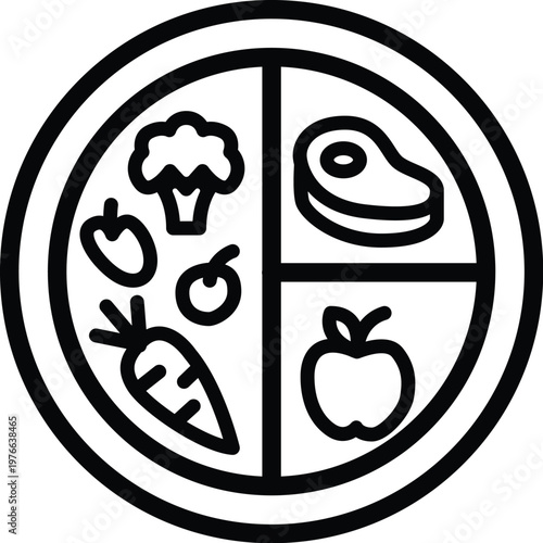 Balanced diet line icon featuring healthy food and nutrition