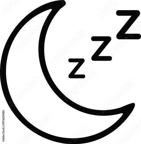 Sleep line icon for rest recovery and circadian rhythm