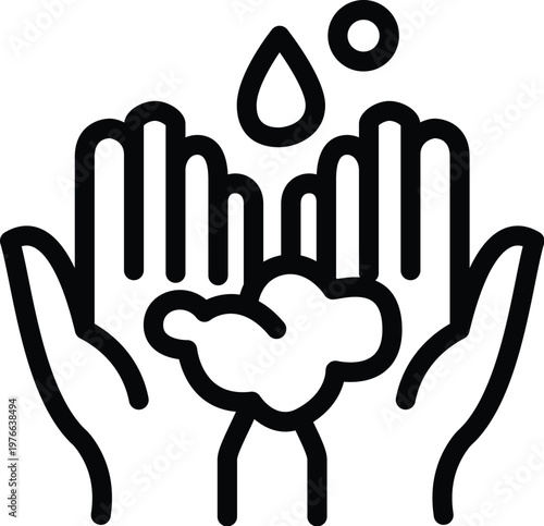 Wash hand line icon for hygiene and germ prevention