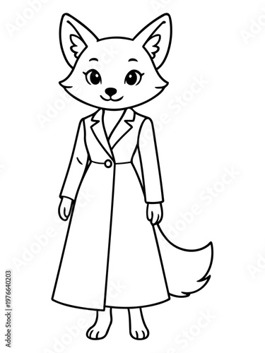 Smart Fox in the Elegant Coat: A stylish and confident fox illustration wears a long, elegant coat. The artwork exudes a sense of grace, intelligence, and charm.