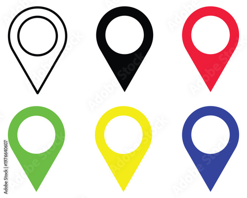 colorful location pin icon set isolated on white background