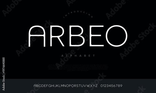 Arbeo modern luxury sans serif display alphabet font for high end fashion and premium branding