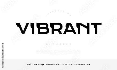 Vibrant modern futuristic display alphabet font set for technology gaming and creative brand logo design