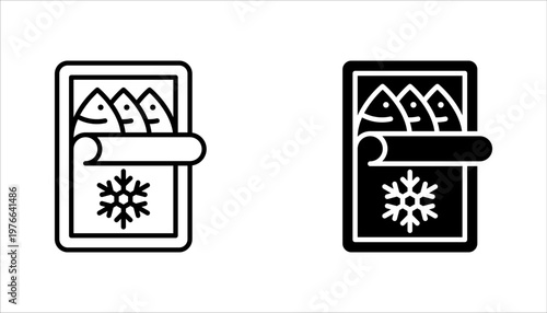 Frozen food line icon set. Frozen products outline vector illustration on white background
