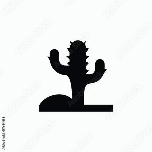 Cactus Icon Black Silhouette Design