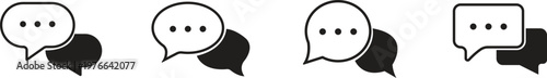 Chat message icon set collection group communication conversation speech bubble talk dialog messaging interface support contact online help social media flat vector design isolated.