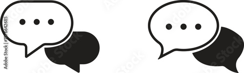 Chat message icon set collection group communication conversation speech bubble talk dialog messaging interface support contact online help social media flat vector design isolated.