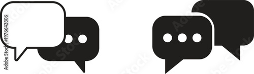 Chat message icon set collection group communication conversation speech bubble talk dialog messaging interface support contact online help social media flat vector design isolated.