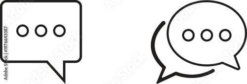 Chat message icon set collection group communication conversation speech bubble talk dialog messaging interface support contact online help social media flat vector design isolated.