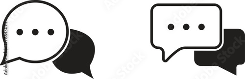 Chat message icon set collection group communication conversation speech bubble talk dialog messaging interface support contact online help social media flat vector design isolated.