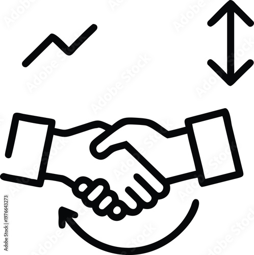 handshake negotiation deal closing vector illustration with abstract exchange arrows flat design