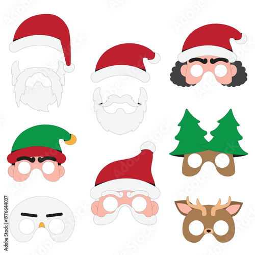Mask theme christmas collection cartoon illustration