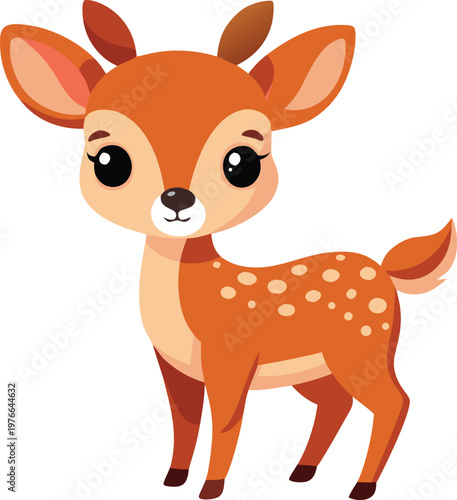 Cute baby deer fawn cartoon illustration on transparent background.