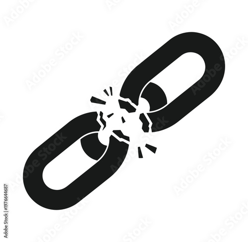 Broken chain link icon symbolizing freedom or separation  broken metallic chain