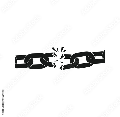 broken chain link with crack and break effect in the middle