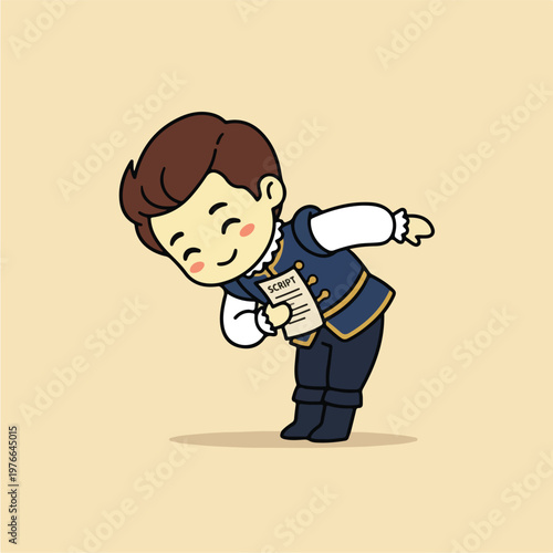 Little Boy Holding Newspaper Smiling.