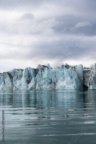 Iceland travel, close shot of Jokulsarlon glacier, Vatnajokull National Park. Winter landscapes in Iceland. Natural background. Vertical copy space banner