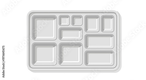 Compartmented Food Tray Top View Isolated on White
