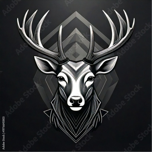 Stylized Stag Head with Geometric Patterns.