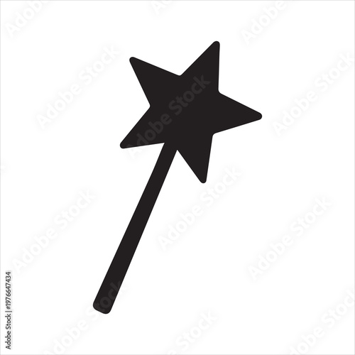 A gold magic wand and shiny stars icon vector illustration