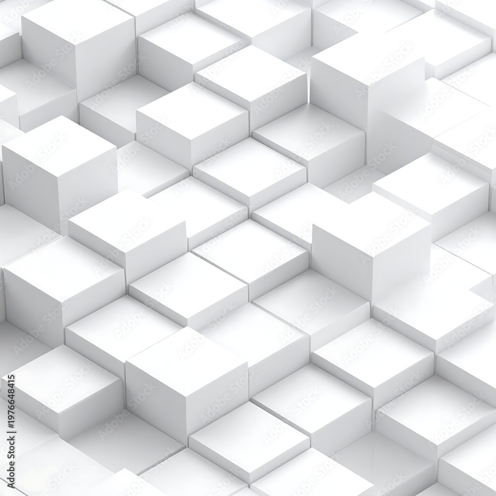 Obraz premium A 3D arrangement of white cubes in a grid pattern