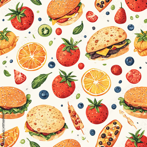 burger,hamlet,fast food,delicious,yummy,snack,sandwich,chicken,restaurant,drink,fast food,, cheeseburger, fast food, meat,cheese,fresh fruit,orange,grape strawberry,kiwi,pineapple