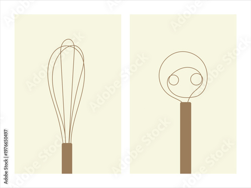 Design wall art whisk bakery abstract unique beige vintage