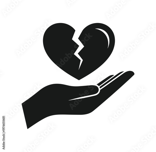 heart in palm of hand with broken pieces  emotional distress concept