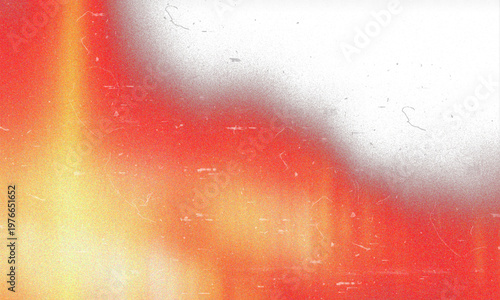 Abstract grainy texture featuring vibrant red and yellow light leaks with vintage film scratches on transparent background