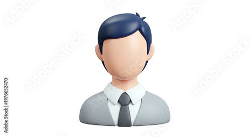 3D Male Avatar Icon with Suit and Tie