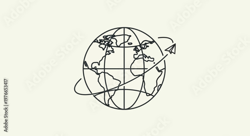 Globe with lines and arrows moving.