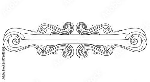 Ornate Metallic Scrollwork Decorative Border.
